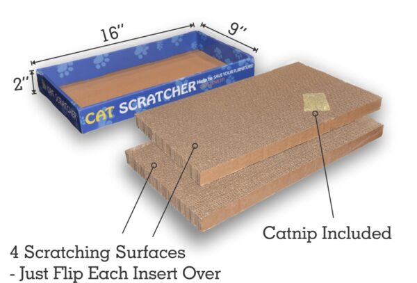 The Daisy Bee Flat Cat Scratcher Lounger with Four Double Wide Corrugated Cardboard Surfaces - Image 2